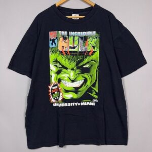 Vintage Hulk 90s T-Shirt Mens Size XL USA Made Black University of Miami Marvel